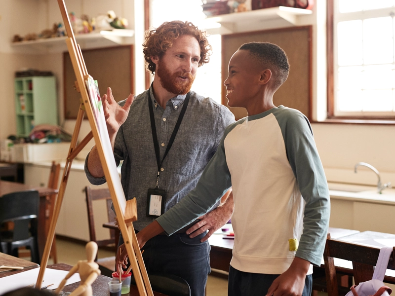 art student and teacher
