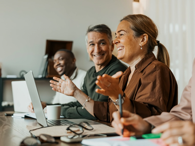 happy people in a meeting