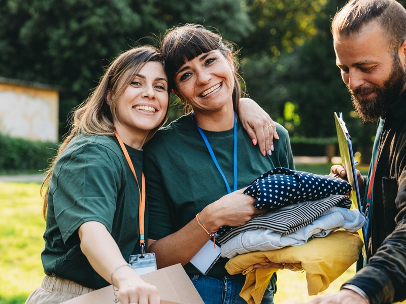 smiling woman volunteering