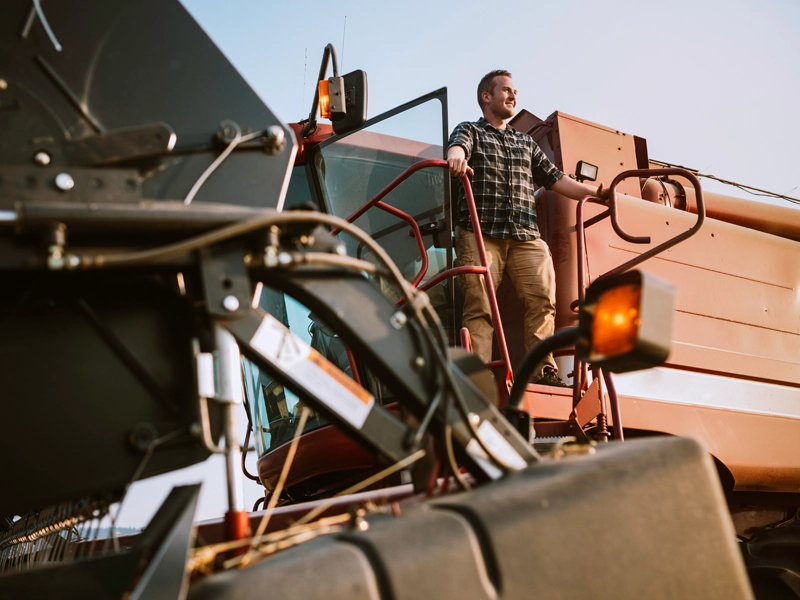 farmer on combine